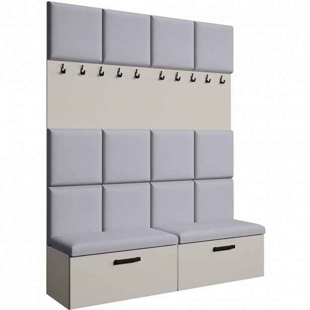 Beautysofa PŘEDSÍŇOVÁ sestava Margaret I+I 162/203/43 s čalouněnými panely a botníkem, kašmírová