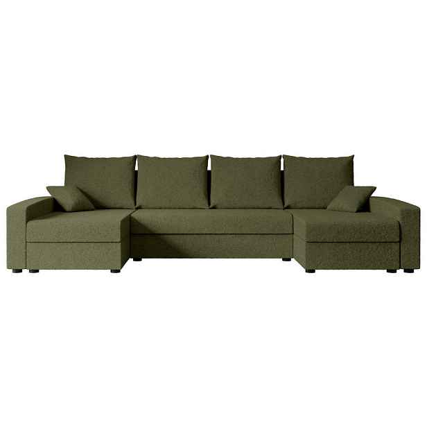 ALTDECOR SEDACÍ SOUPRAVA ve tvaru U s funkcí spaní a úložným prostorem ALESIA-U 301x140x90 Zelená Buklé