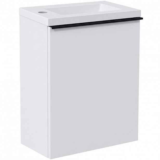 Umyvadlová skříňka pro WC Zola - bílá matná + umyvadlo z lit. mramoru - bílá matná - 40x55x23,5 cm