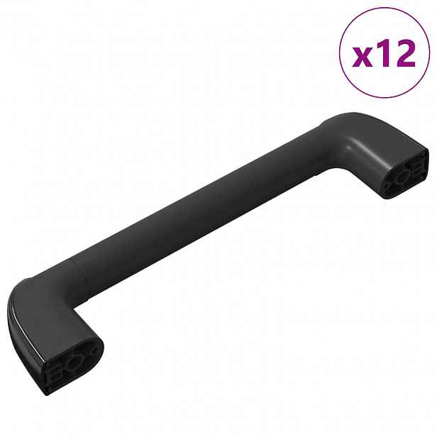 vidaXL Rukojeť Jednobarevný 12 ks Černá 380 x 34 x 85 mm Hliník a PP