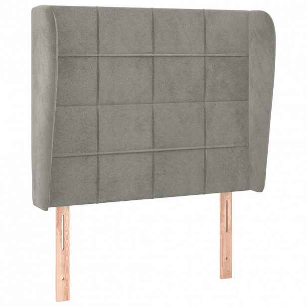 vidaXL Čelo postele typu ušák světle šedé 83 x 23 x 118/128 cm samet