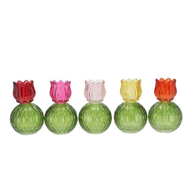 5ks barevný mix skleněný svícen/ váza tulipán Love Tulip - Ø 11*17 cm daan kromhout