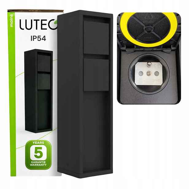 Lutec Elektrický zahradní napájecí sloupek černý IP54 Mains 31 cm