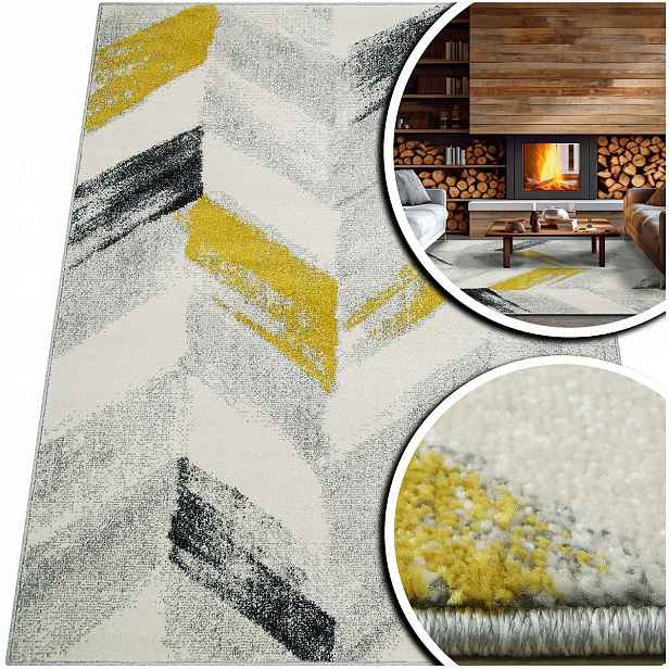 Módní Koberce Do Obývacího Pokoje Adventure Žlutá Béžová Šedá Moderní 200x300
