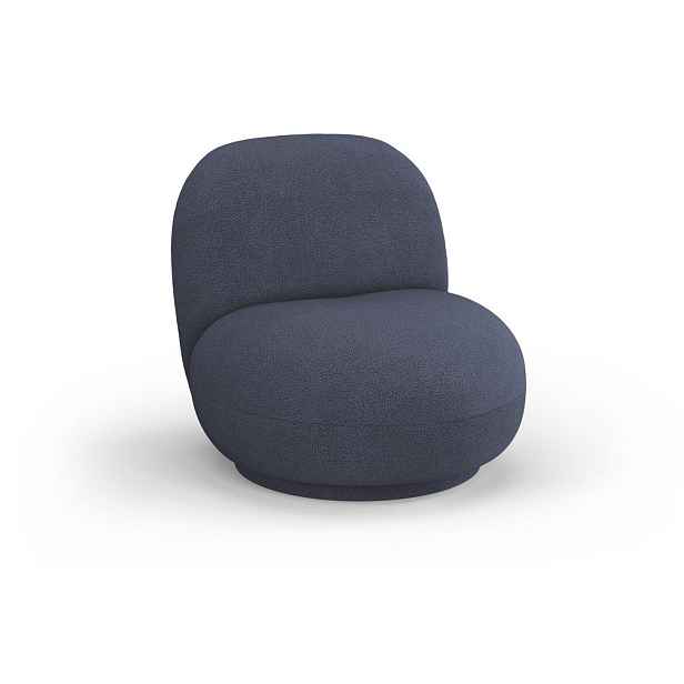 Tmavě modré křeslo z textilie bouclé Chuck – Micadoni Home