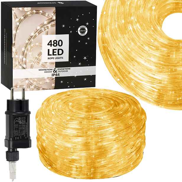 Venkovní Světelná Hadička S Teplým Bílým Světlem 480 Led, Svítící Páska Na Vánoční Stromek