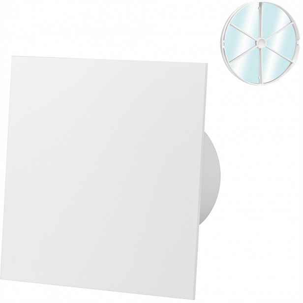 Ventilátor Plexi Bílý Lesk Časovač Senzor Vlhkosti Zpětný Ventil Fi 100