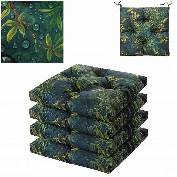 Polštáře na zahradní židle 45 x 45 cm Set 4 Ks Vodotěsné, vázané