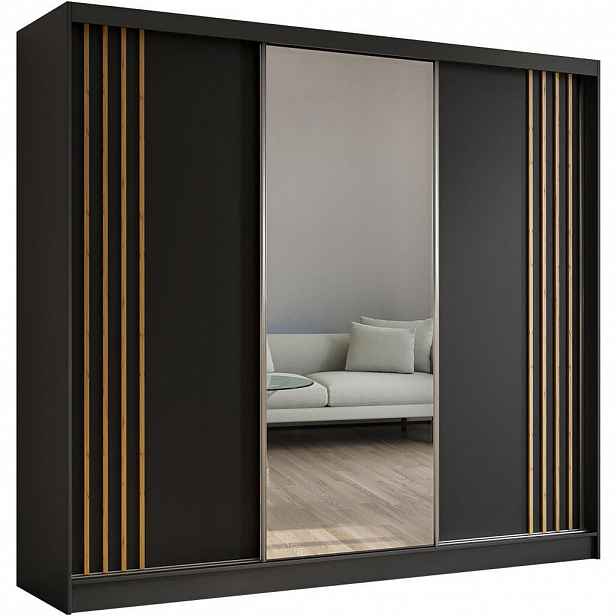 Beautysofa SKŘÍŇ s posuvnými dveřmi Nela 240/216/61 černá se zásuvkami