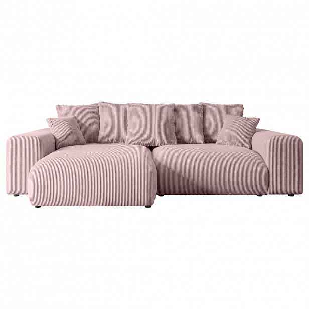 ALTDECOR ROHOVÁ SEDACÍ SOUPRAVA s otomanem vlevo ESKAR-L 266x176x72 růžový manšestr