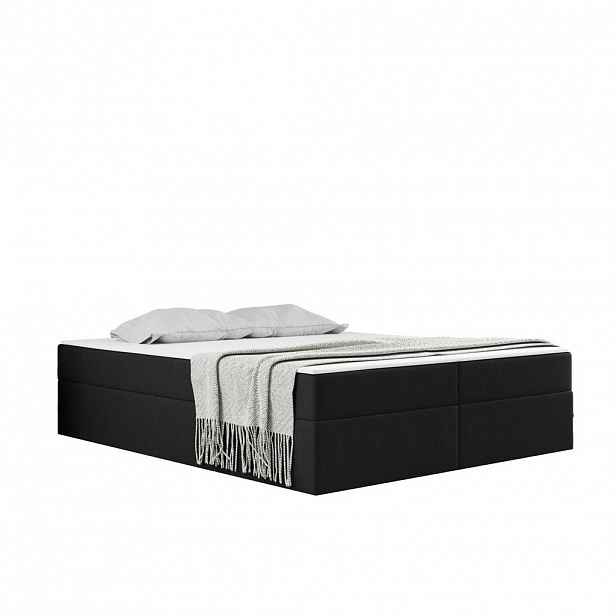 Kaiser Möbel KONTINENTÁLNÍ POSTEL s úložným prostorem, matrací a topperem Ruben Černá 200x200 cm H2-Pocket