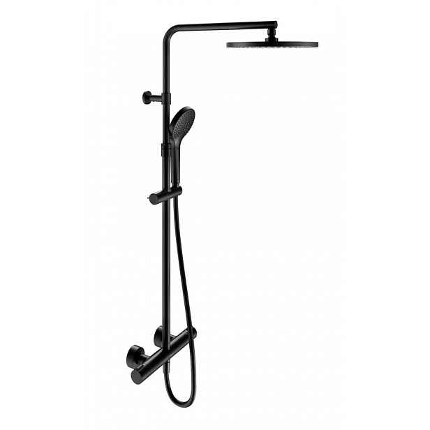 Keuco Plan blue - Sprchový set s termostatem, průměr 25 cm, 3 proudy, matná černá 53926372321