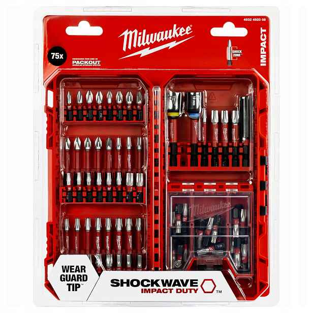 Sada úderových bitů Milwaukee 75 ks Shockwave pro šroubovák