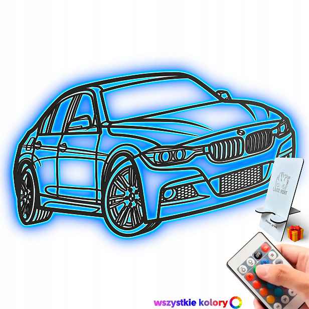 Dřevěný 3D obraz Bmw 3 Series (F30) line Dárek Noční Lampa Led XL