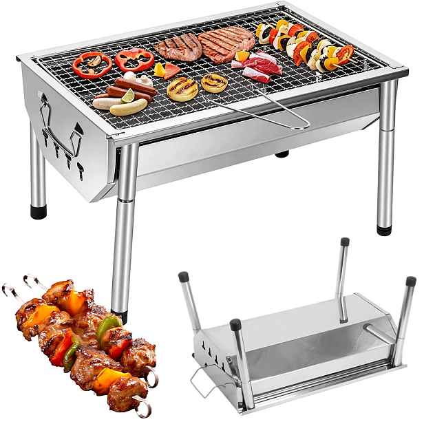 Skládací Přenosný Zahradní Uhlíkový Turistický Gril Bbq S Držadlem