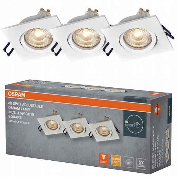 3x Stropní Led svítidlo GU10 4.5W 2700K stmívatelné Osram