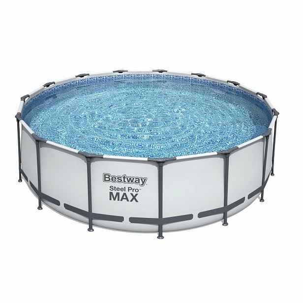 Bestway Kulatý nadzemní bazén Steel Pro MAX s kartušovou filtrací, schůdky a plachtou