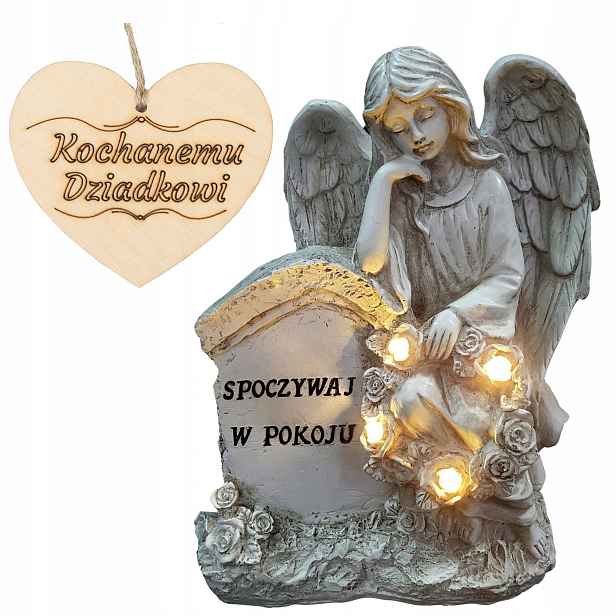 Hřbitovní Svíčka Anděl strážný S Nápisem Odpočívej V Pokoji Na Hrob Dědečka 21,5 CM