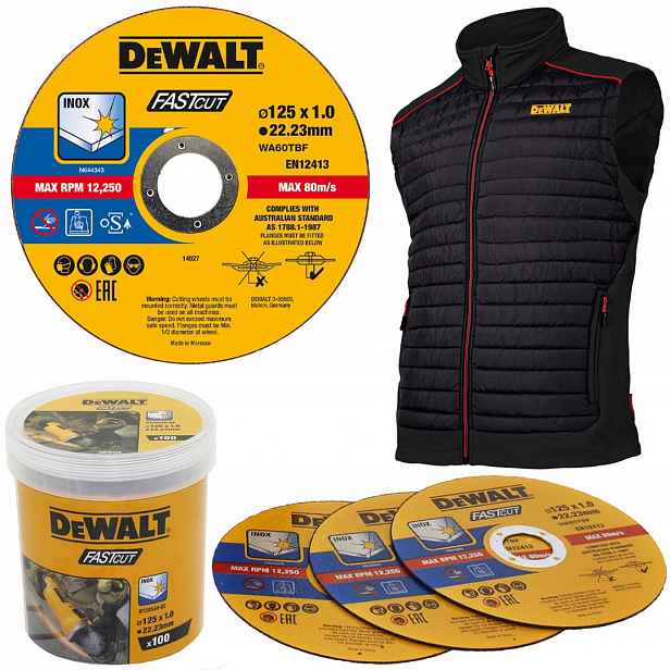 100 kotoučů Inox 125x1mm DeWALT DT20540 rukávník bez rukávů
