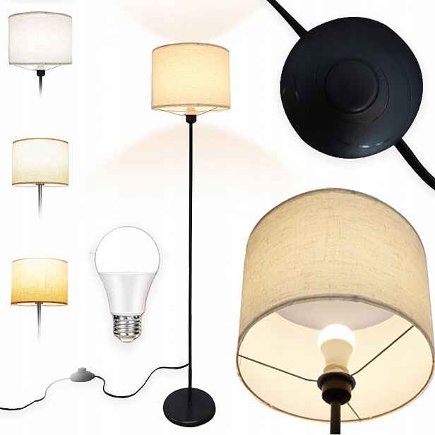 Moderní Podlahová Stojací Lampa Se Stínítkem 156 CM Led Žárovka E27
