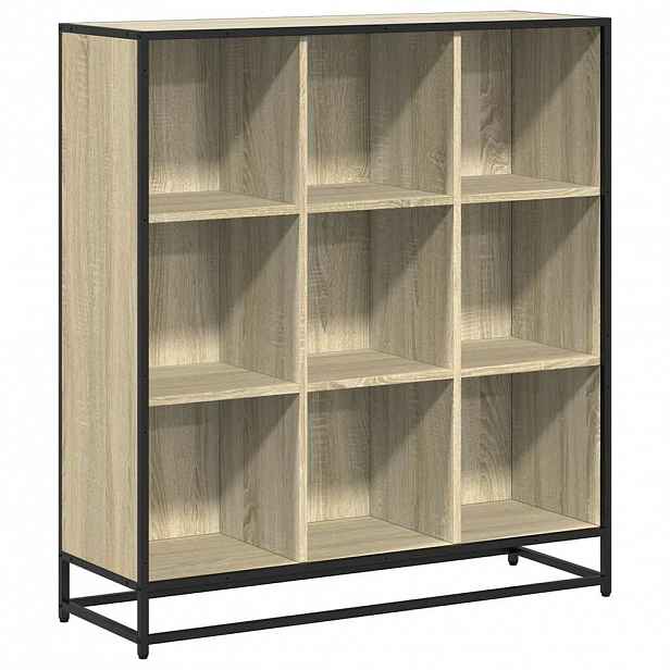 vidaXL Knihovna dub sonoma 97,5 x 33 x 107,5 cm kompozitní dřevo a kov