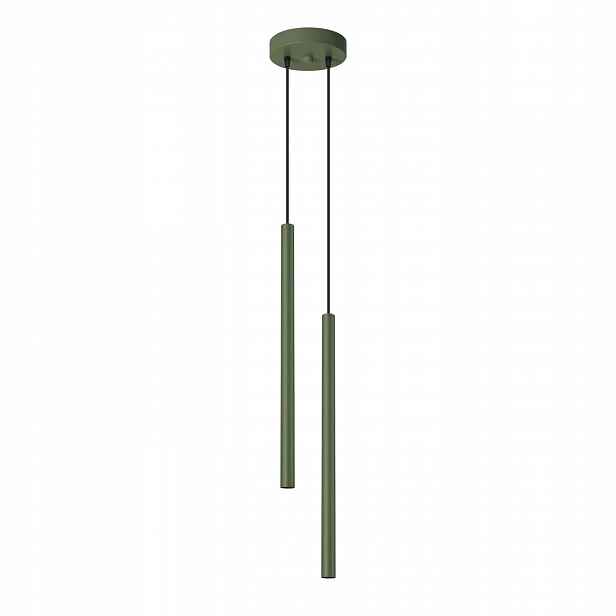 Závěsná trubková lampa 2 dlouhé stropní trubky zelená olivová Sollux SL.1519