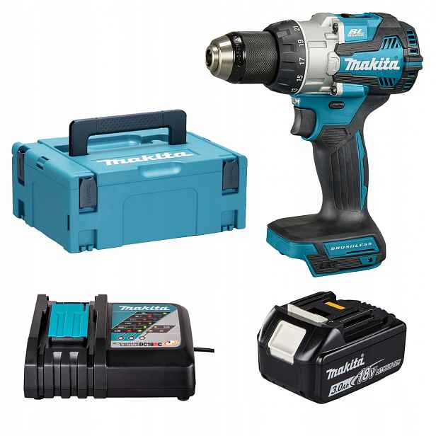 Aku. aku šroubovák příklep Makita DHP489RF1J Lxt 18V 1x3Ah Bl 73Nm 2 rychlosti kufr