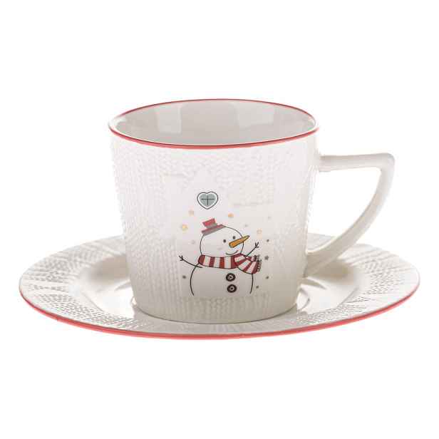 Bílý porcelánový šálek s vánočním motivem 110 ml Snowman – Dakls
