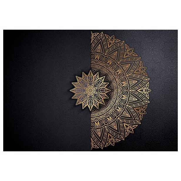 Fototapeta Mandala Zlatý ornament na černém vinylovém pozadí 416x290 lepidlo