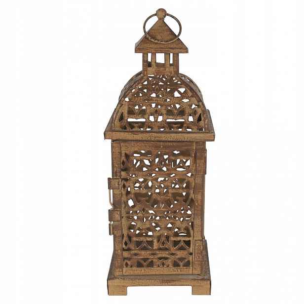 Kovová zahradní lucerna Casa 42 x 16 x 16 cm, rustikální rezavá barva