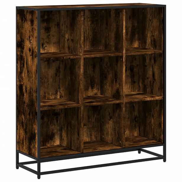 vidaXL Knihovna kouřový dub 97,5x33x107,5 cm kompozitní dřevo a kov