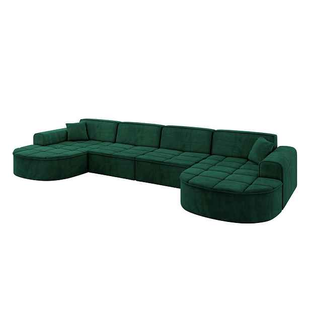 ALTDECOR SEDACÍ SOUPRAVA ve tvaru U TARO-U2 388x171x79,5 Zelená Velur
