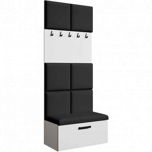 Beautysofa PŘEDSÍŇOVÁ sestava Margaret I 81/203/43 s čalouněnými panely, bílá|černá