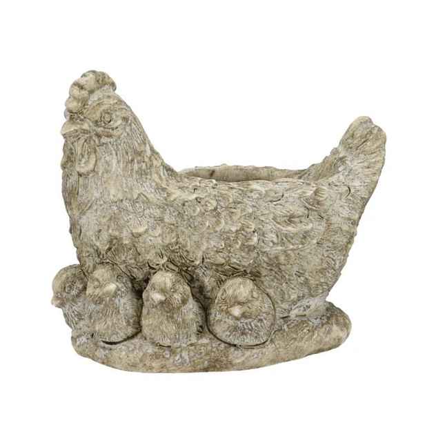 Šedý antik cementový květináč slepice s kuřátky Chick Uniq - 21*16*19 cm daan kromhout