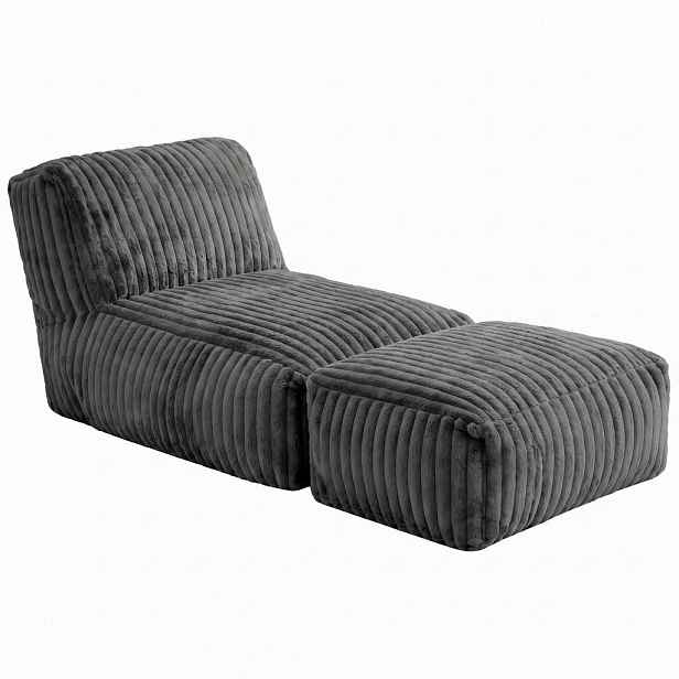 Urban Meuble KŘESLO S TABURETEM z manšestru modulární a ergonomicky polstrované