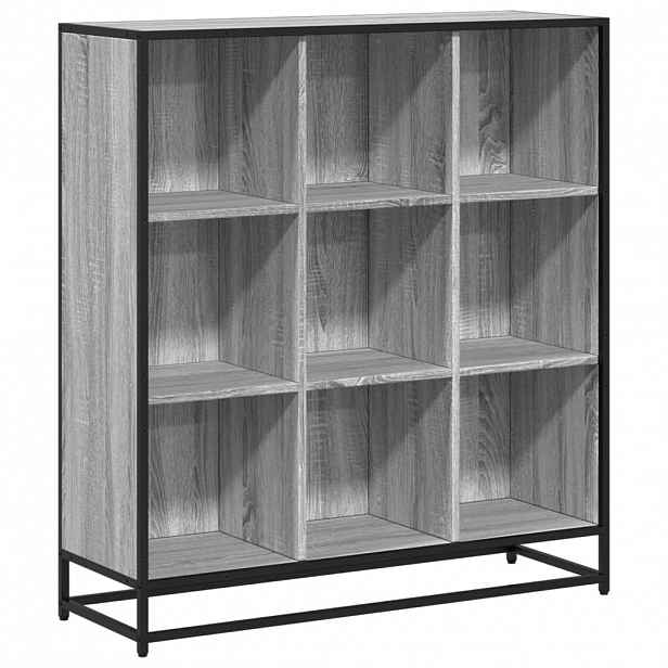 vidaXL Knihovna šedá sonoma 97,5x33x107,5 cm kompozitní dřevo a kov