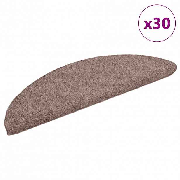 vidaXL Schodové rohože samolepicí 30 ks 56x17x3 cm světle hnědé půlkulaté