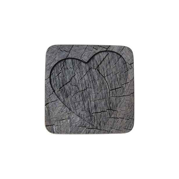 6ks šedé korkové podtácky srdce ve stromu Hearts grey - 10*10*0,4cm Mars & More