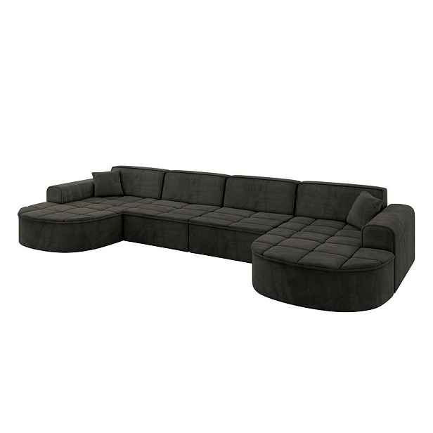 ALTDECOR SEDACÍ SOUPRAVA ve tvaru U TARO-U2 388x171x79,5 Černá Velur