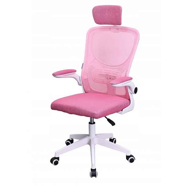 Ergonomická Otočná Kancelářská Židle Z Mikrosítě Fibi, Růžová
