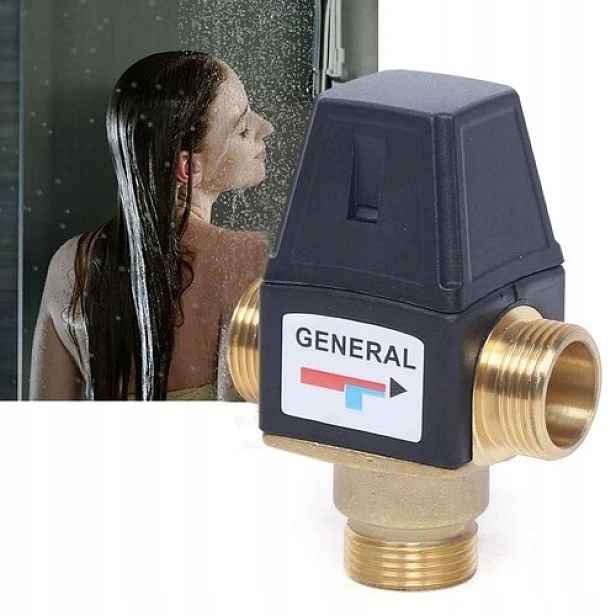 Mosazný termostatický směšovací ventil DN20 G3/4 pro teplou vodu 35-60 °C