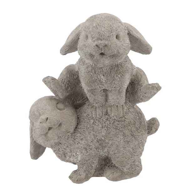 Šedá antik cementová dekorace králíčci Jumping Rabbit - 15*11*20 cm daan kromhout
