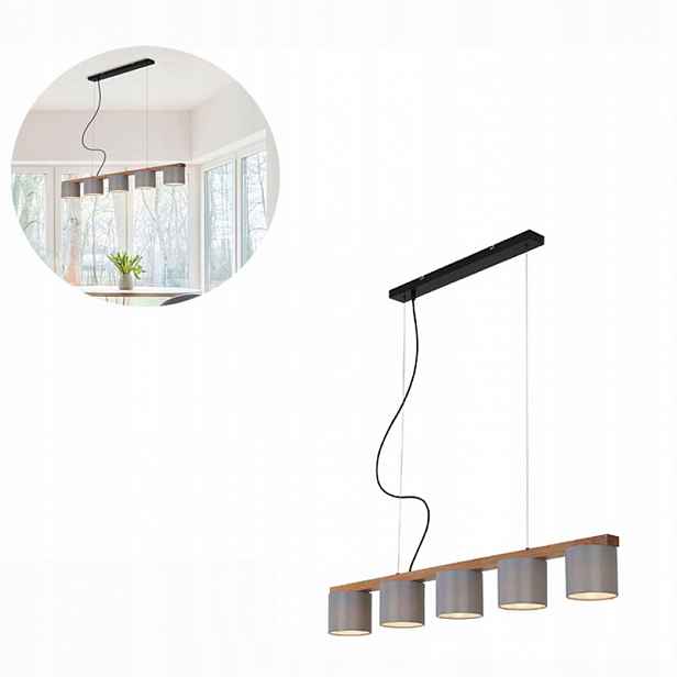Závěsná lampa na stůl Dřevo Černá Stínidla 110 cm Jídelna Obývací pokoj 5xE14