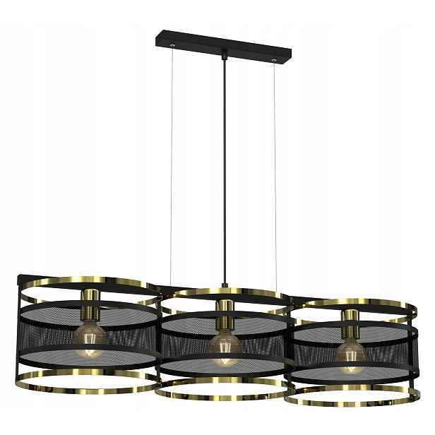 Závěsná stropní lampa Rim Černá Zlatá kovová 3xE27 moderní do obývacího pokoje