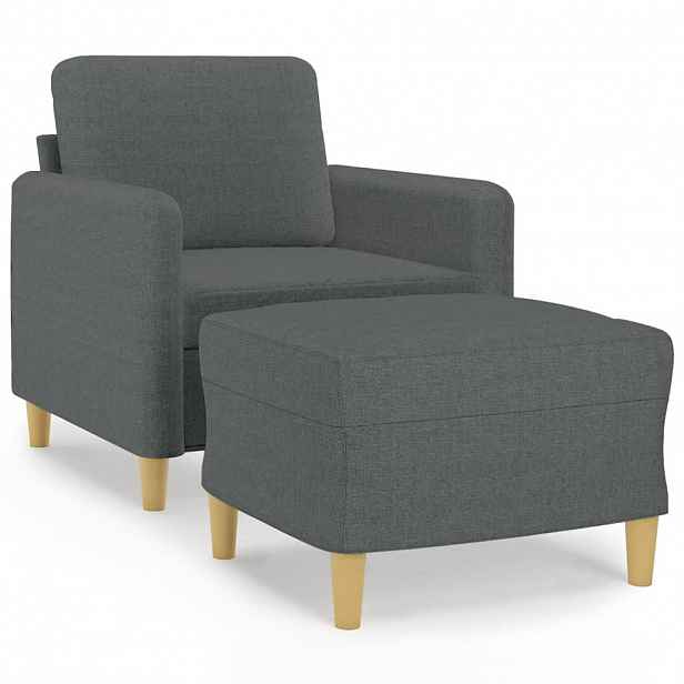 vidaXL Křeslo s podnožkou tmavě šedé 60 cm textil