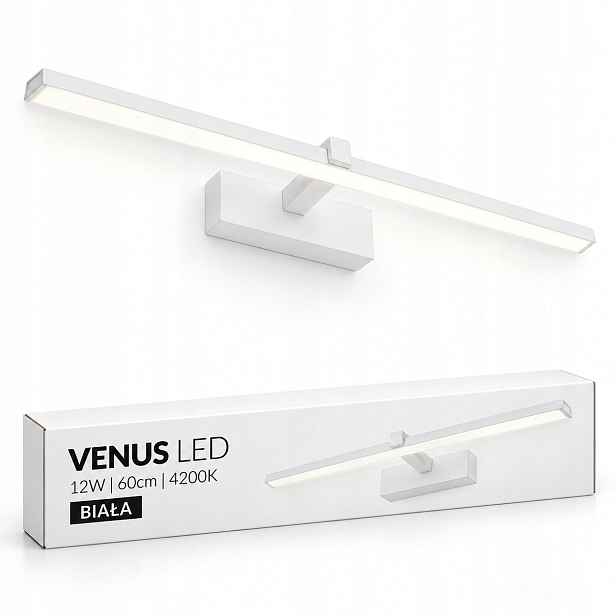 Led nástěnná lampa Venus 12W 60 cm bílá 4200K nad zrcadlo do koupelny