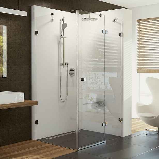 Ravak Brilliant BSDPS R 110x80 chrom+transparent; rohový obdélníkový sprchový kout s pevnou stěnou 110 x 80 cm pravý (kompletní set skleněných stěn a B Setu)