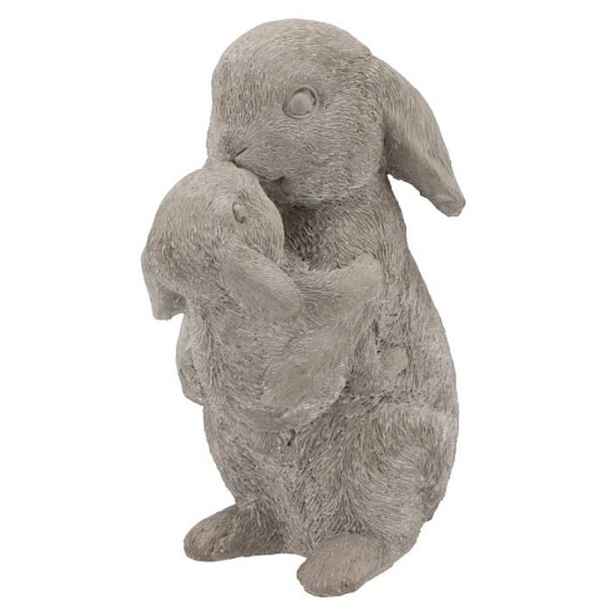Šedá antik cementová dekorace králíčci Hugging Rabbit - 17*12*25 cm daan kromhout