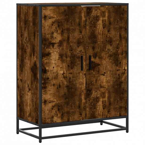 vidaXL Botník kouřový dub 75 x 38 x 97,5 cm kompozitní dřevo a kov