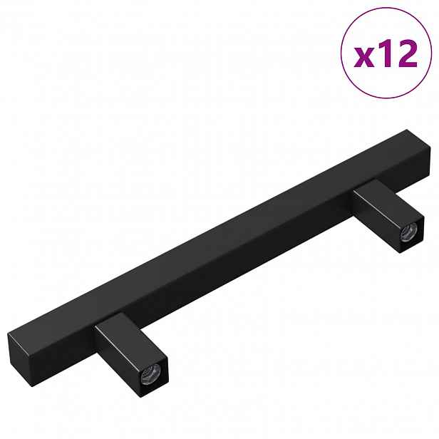 vidaXL Madlo na skříň 12 ks Černá 150 x 12,3 x 35,2 mm Nerezová ocel